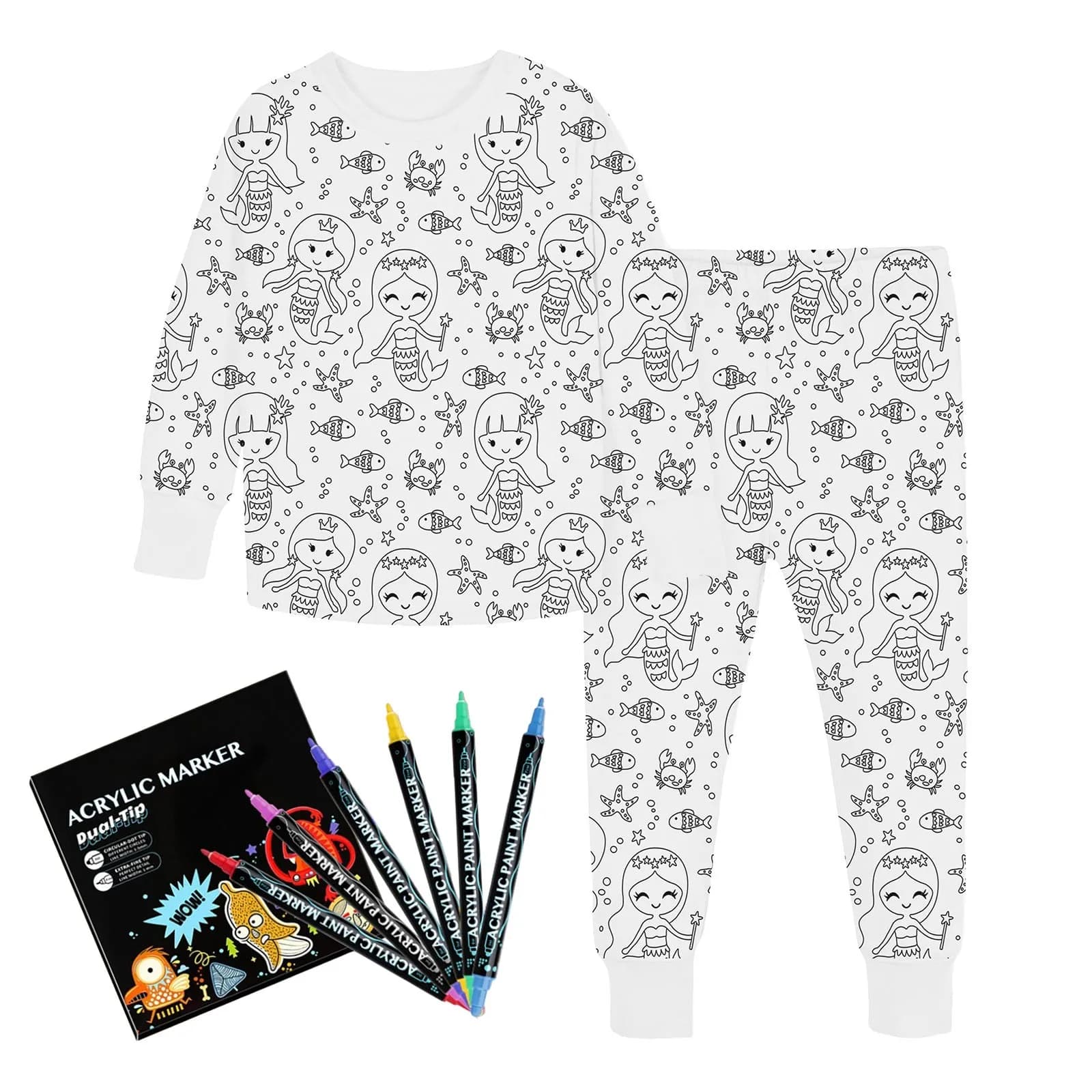 Clothes for Kids Girls Size7-8 Kid DIY Hand Painted Homewear Set Colouring Pajama Sets For Boy And Girl Can Play Girl Clothes 7